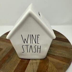 Rae Dunn By Magenta White WINE STASH Ceramic Birdhouse Bank Farmhouse Home Decor